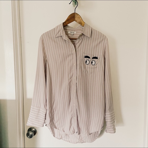 Madewell “eyes” striped Oxford button-up LIKE NEW - Picture 1 of 6